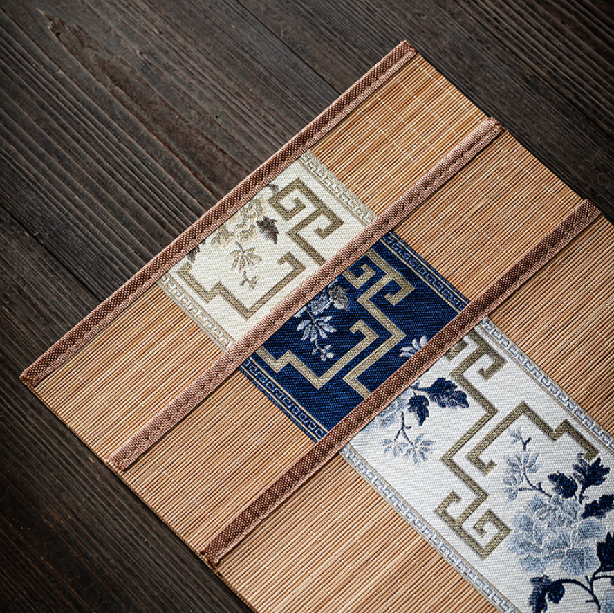 【推し活】中華刺繍の茶席竹マット
