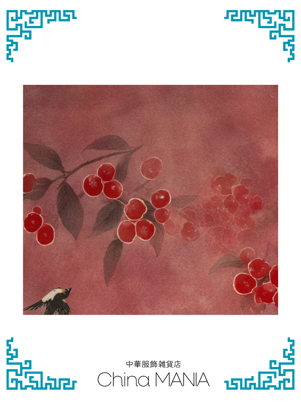 【旗袍】紅×鳥×赤い実【秋冬新作】