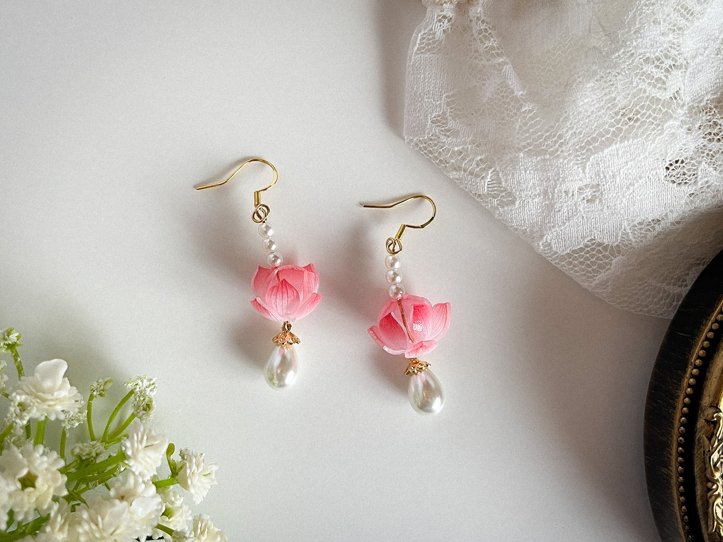 【ピアス/イヤリング】翠玉荷花/珠宮蓮華