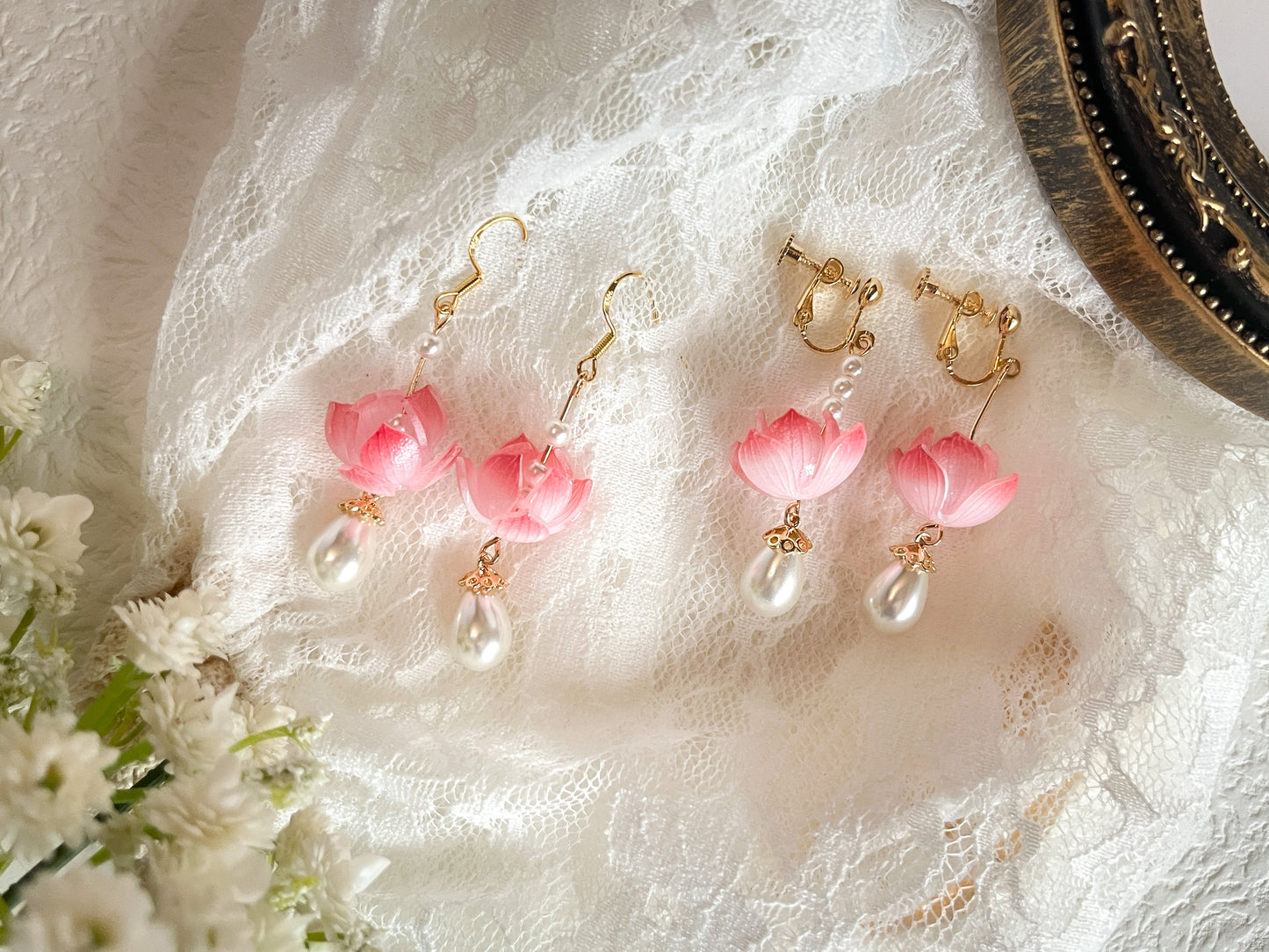 【ピアス/イヤリング】翠玉荷花/珠宮蓮華【全国送料無料・国内在庫】