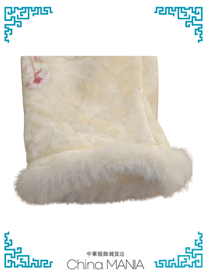 【旗袍】クリーム×蝶と花【秋冬新作】