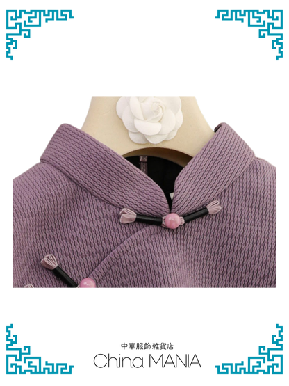 【旗袍】紫×刺繍【秋冬新作】