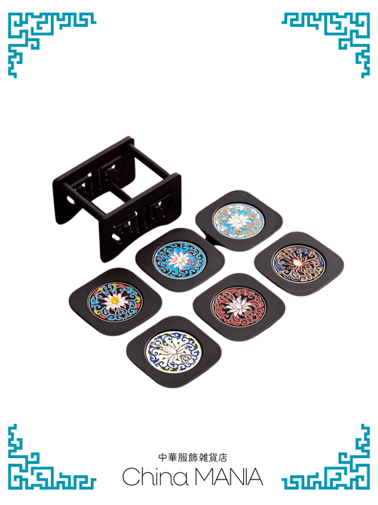 2/14(土)20:00-【コースター】蓮模様　６枚セット　収納ホルダー付き