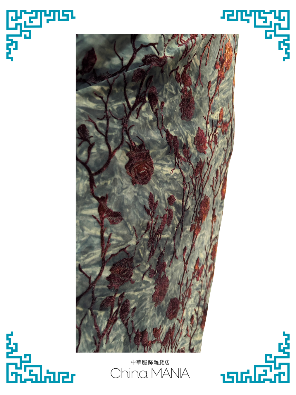 【旗袍】緑×薔薇【秋冬新作】