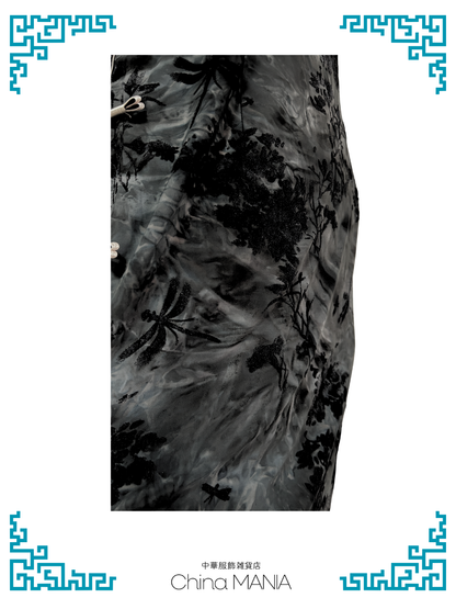 【旗袍】 黒×蜻蛉【秋冬新作】