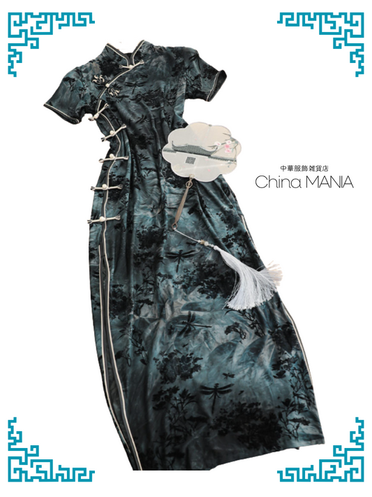 【旗袍】 黒×蜻蛉【秋冬新作】
