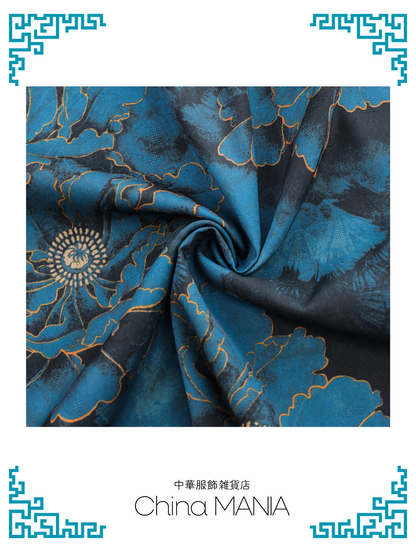 【旗袍】青×牡丹【秋冬新作】