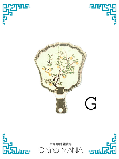 【ミニチュア】中華団扇 アクリル 安全ピン付き