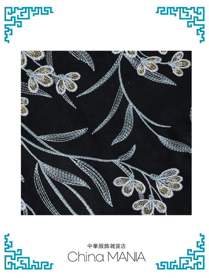 【旗袍】黒×花×長袖【秋冬新作】