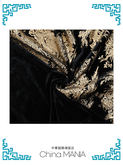 【旗袍ワンピ】黒×金×ワンピース【秋冬新作】