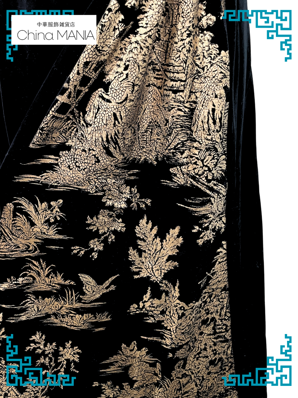 【旗袍ワンピ】黒×金×ワンピース【秋冬新作】