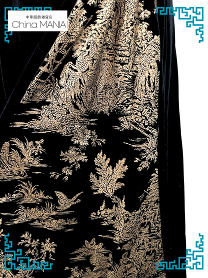 【旗袍ワンピ】黒×金×ワンピース【秋冬新作】