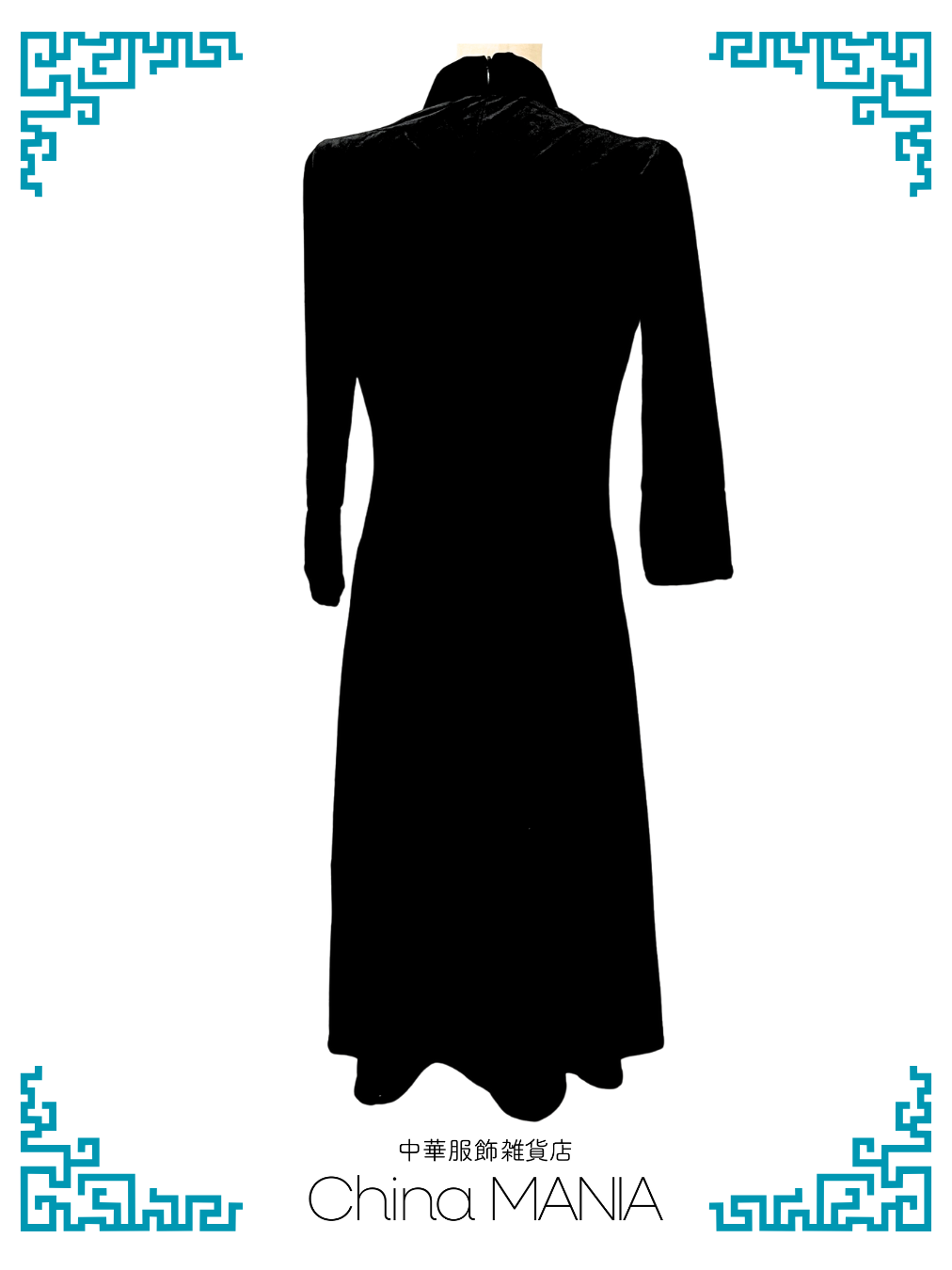 【旗袍ワンピ】黒×金×ワンピース【秋冬新作】