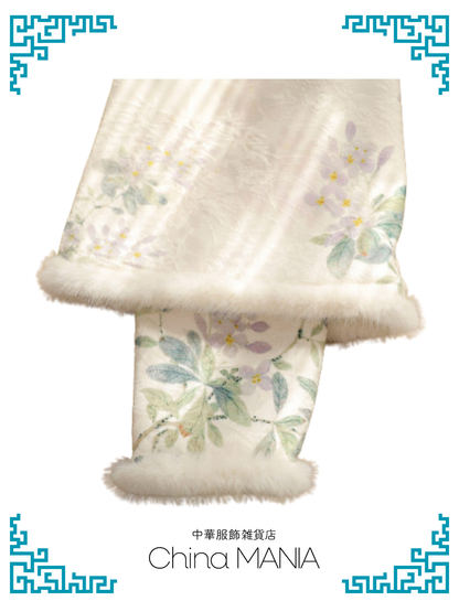 【旗袍】アイボリー×花×長袖【秋冬新作】