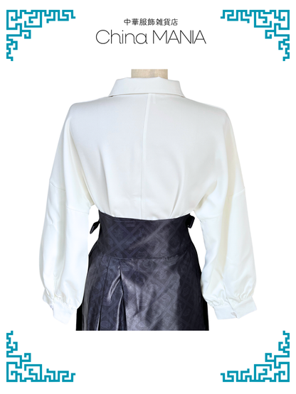 【ブラウス】白長袖シャツ×刺繍