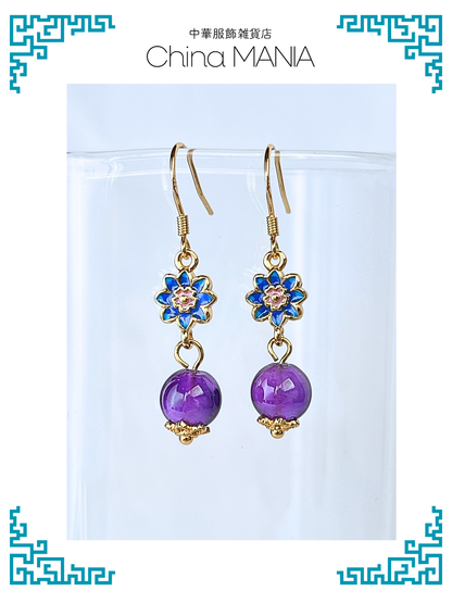 【ピアス/イヤリング】蓮華×三彩玉