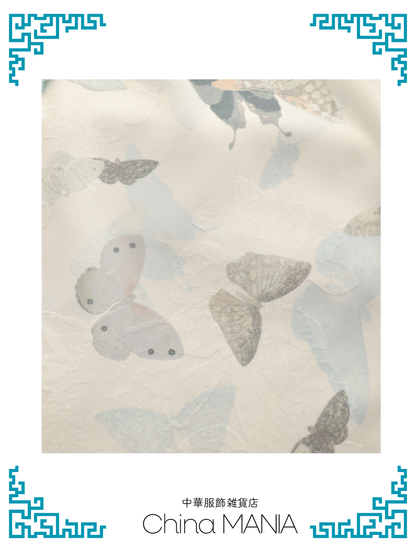 【旗袍】アイボリー×蝶【秋冬新作】