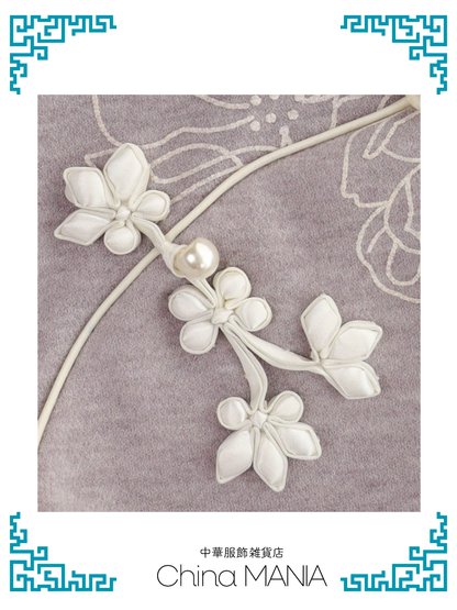 【旗袍】薄紫×花【秋冬新作】