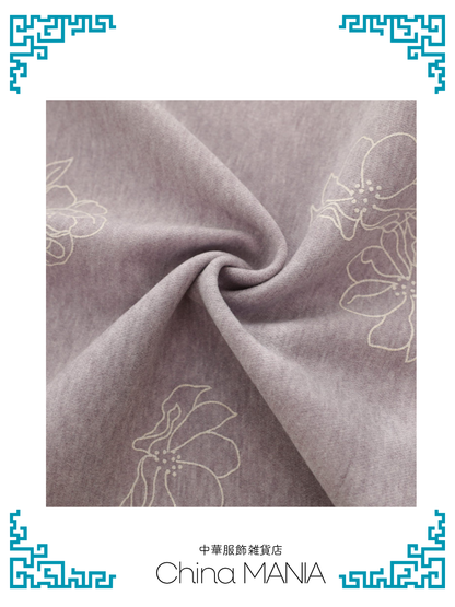 【旗袍】薄紫×花【秋冬新作】