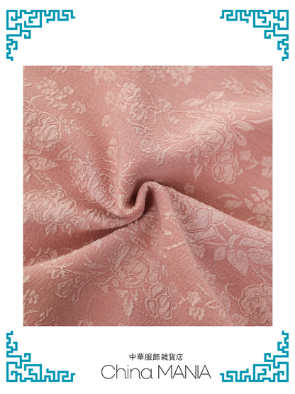 【旗袍】ピンク×花×レース【秋冬新作】