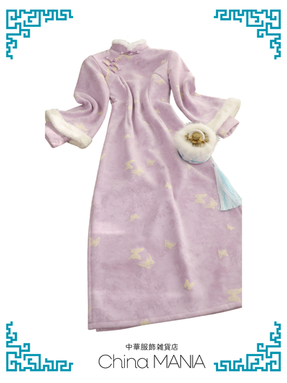 【旗袍】紫×金蝶【秋冬新作】