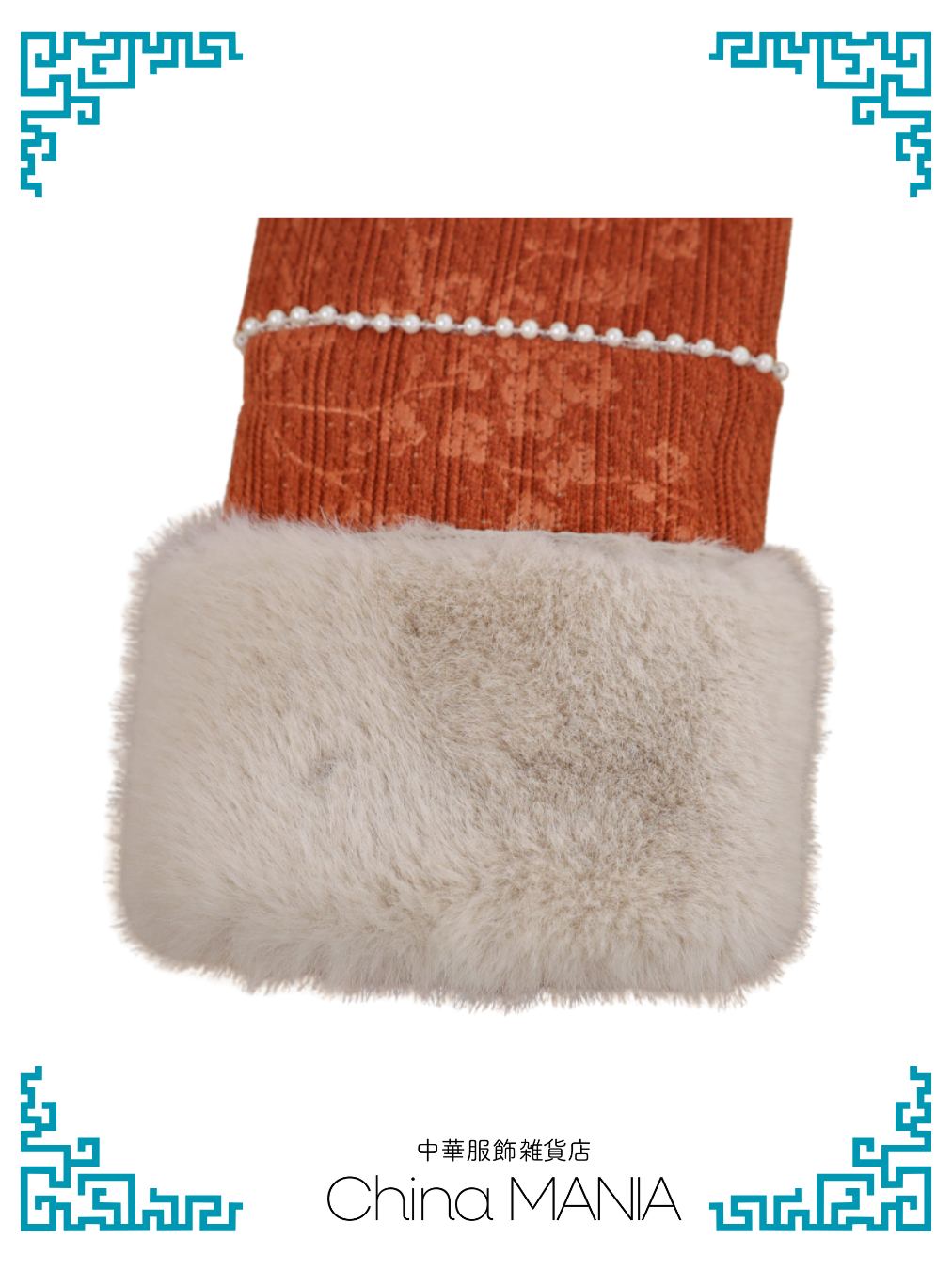 【旗袍】橙×蝶と小花【秋冬新作】