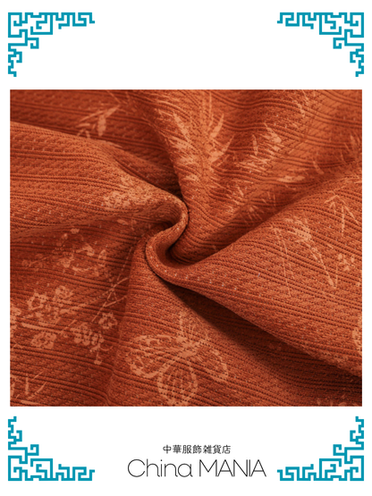 【旗袍】橙×蝶と小花【秋冬新作】