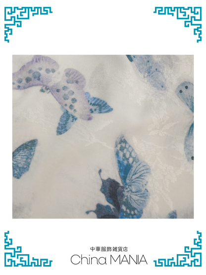 【旗袍】白×青蝶【秋冬新作】