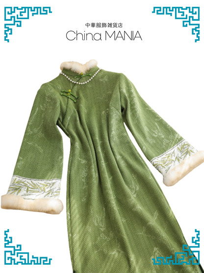 【旗袍】緑×笹【秋冬新作】