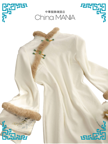 【旗袍】アイボリー×ベスト　セットアップ【秋冬新作】