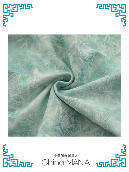 【旗袍】 水色×花【秋冬新作】