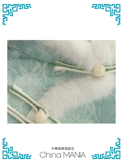 【旗袍】 水色×花【秋冬新作】